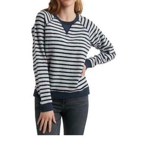 Lucky Brand Brushed Stripe Sweater - Navy/White